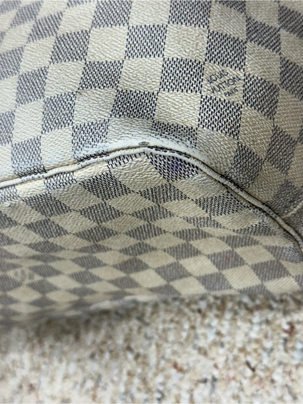 LOUIS VUITTON Neverfull MM White Damier Azur Tote Shoulder Bag Purse N40604$2240